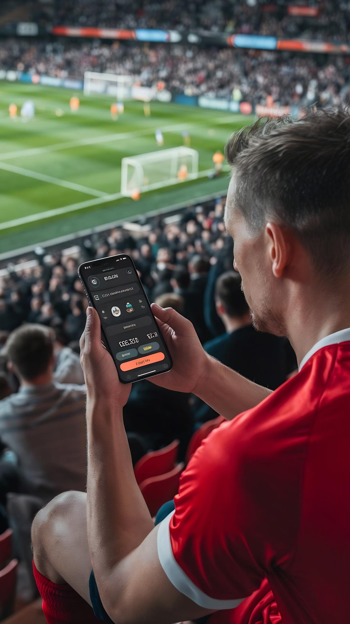 Fan using Sportify app at stadium