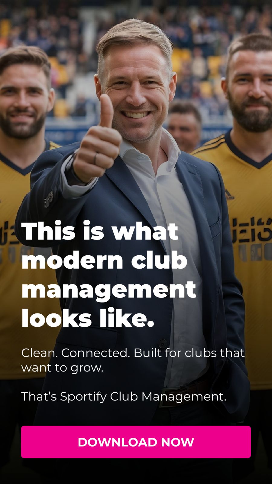 Manager with thumbs up - modern club management